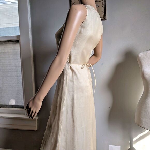 Vintage 90s Laura Ashley Silk Maxi Dress Floral Embroidery Shift Cottagecore 6 - Picture 12 of 13